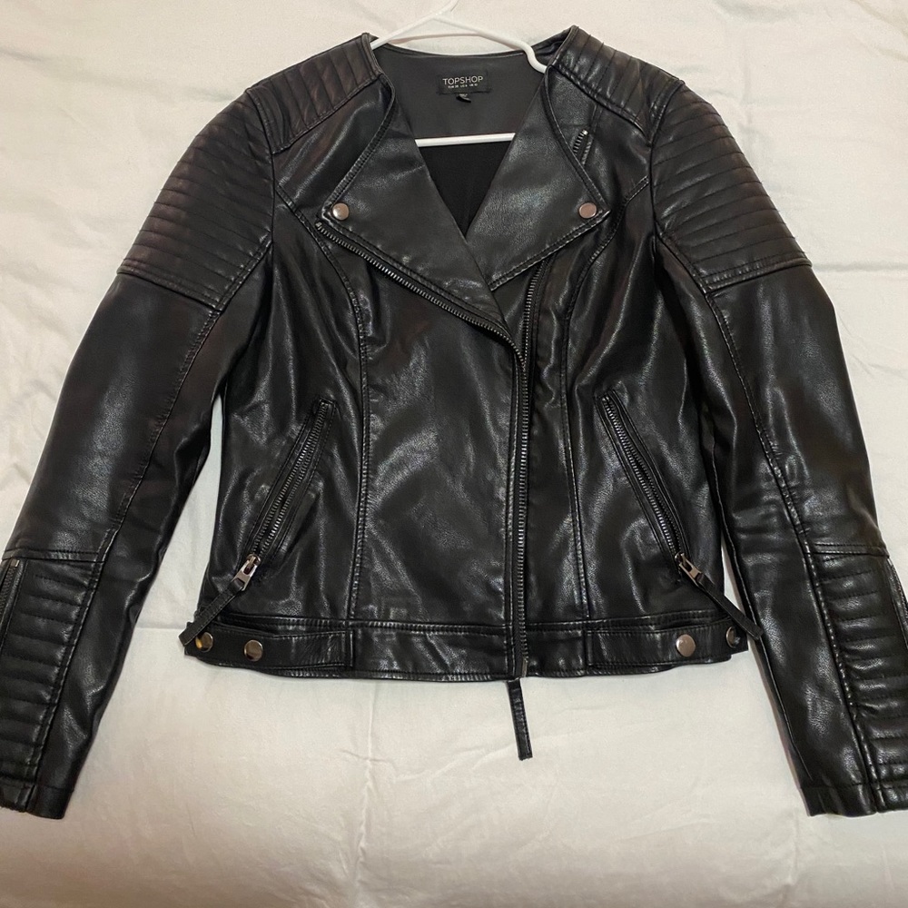 Topshop black leather